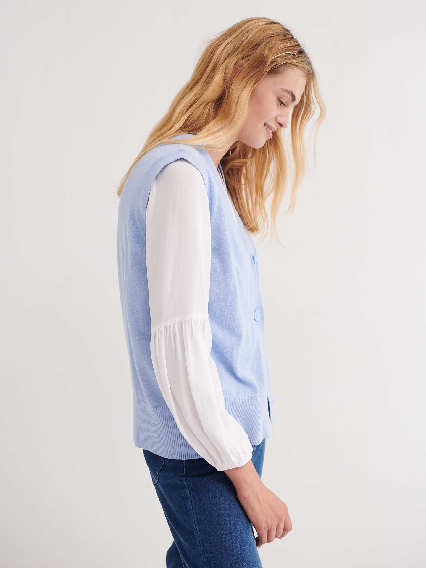 Renie cotton cashmere button sleeveless tank