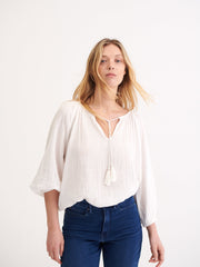 Annabel cotton smock top - White