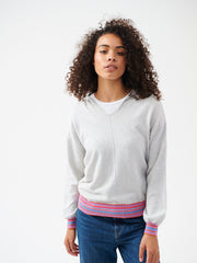 Lily cashmere blend stripe trim hoodie