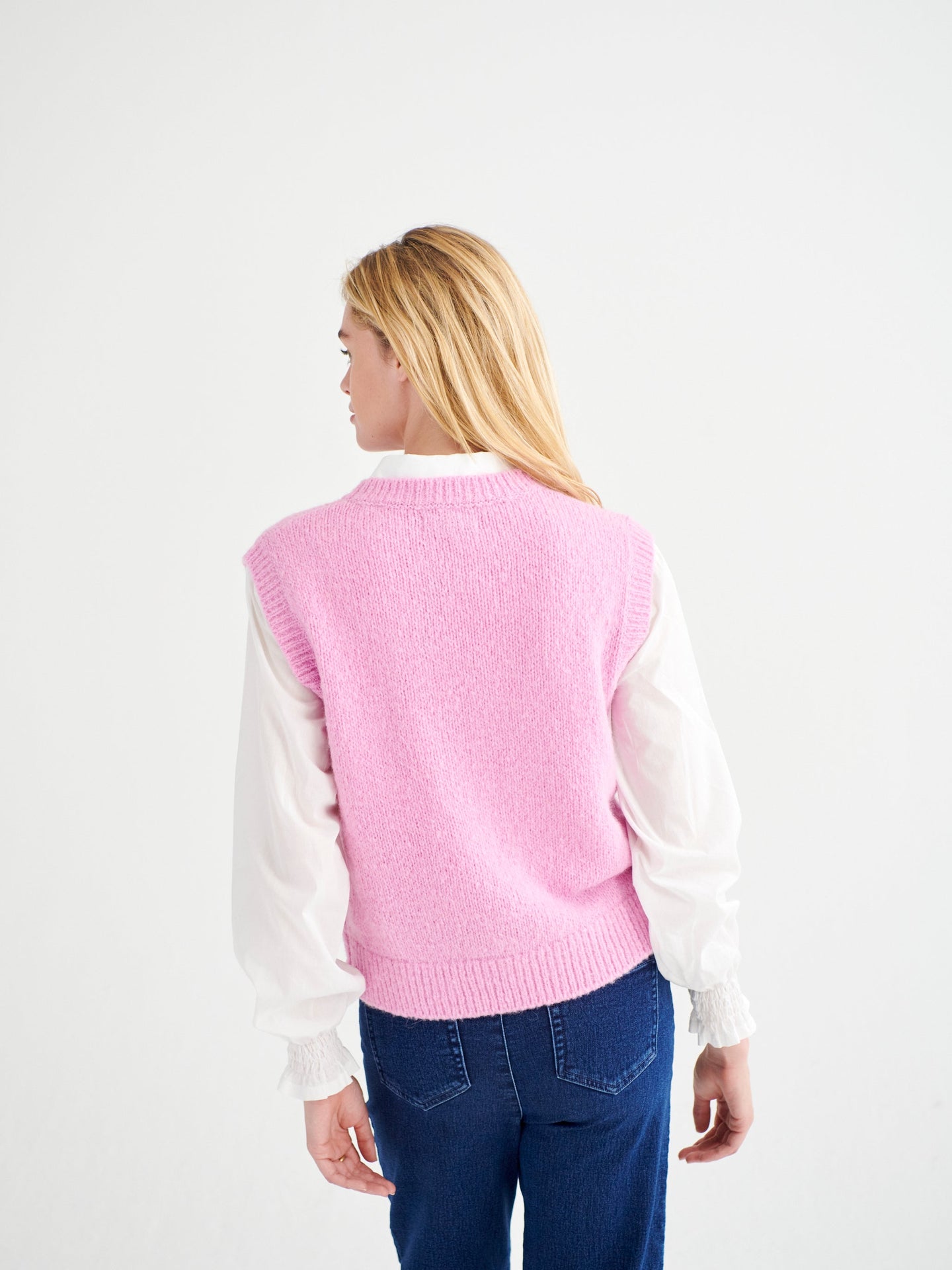Rosie crew neck chunky knit tank - Pink