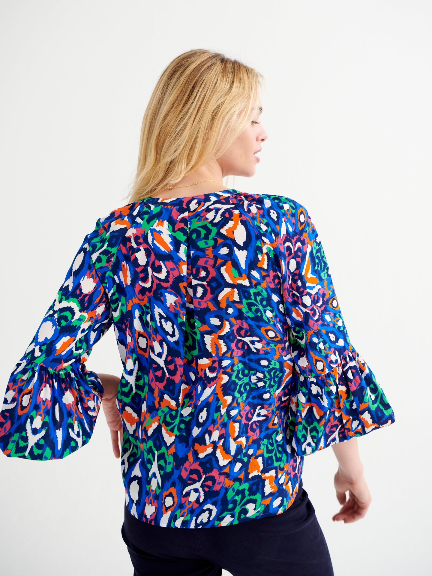 Ophelia silk feather print shirt