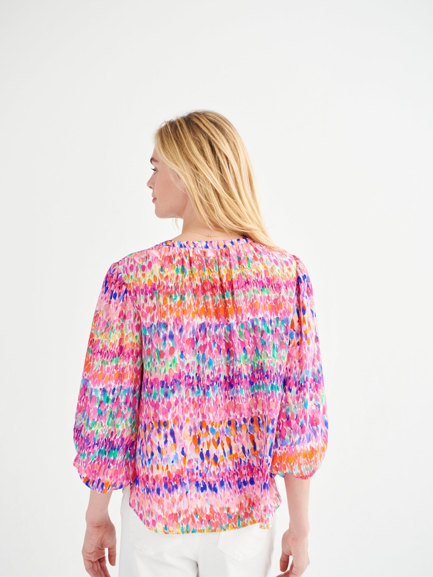 Luna silk watercolour splash shirt