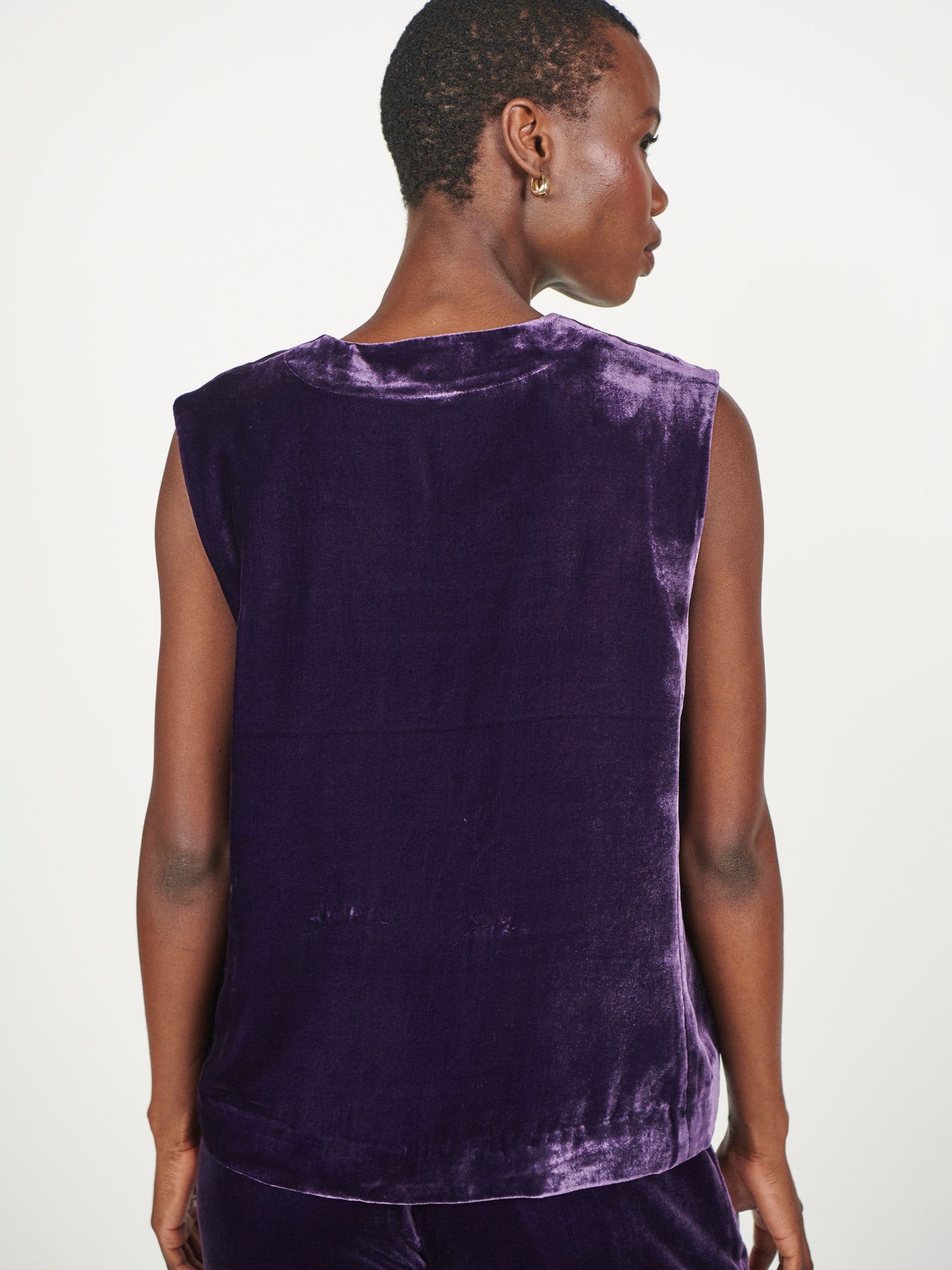 Lucia silk blend velvet button waistcoat