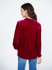 Patti silk blend velvet shirt - Hot Pink