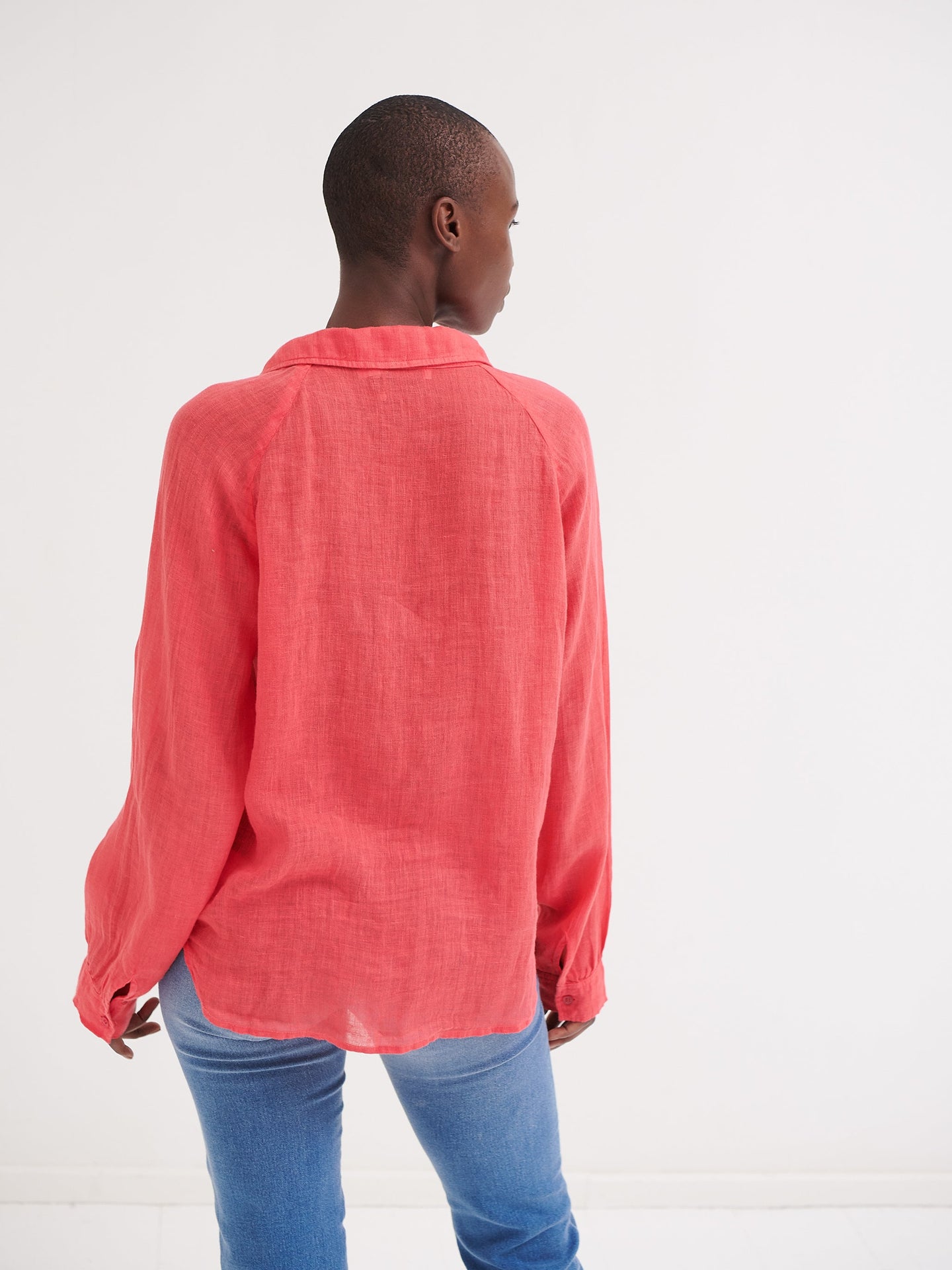 Lydia gauze linen pleat front blouse