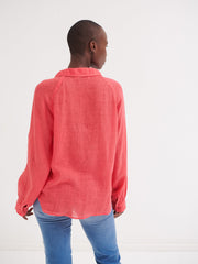 Lydia gauze linen pleat front blouse