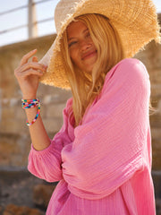 Annabel double cloth cotton smock top - Pink