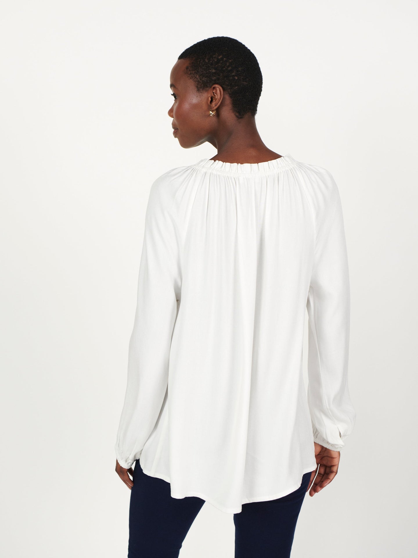 Sylvia viscose drawstring neck Blouse