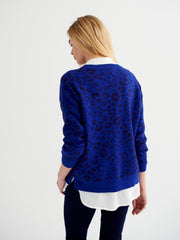 Minnie cotton cashmere blend jacquard sweater - Blue