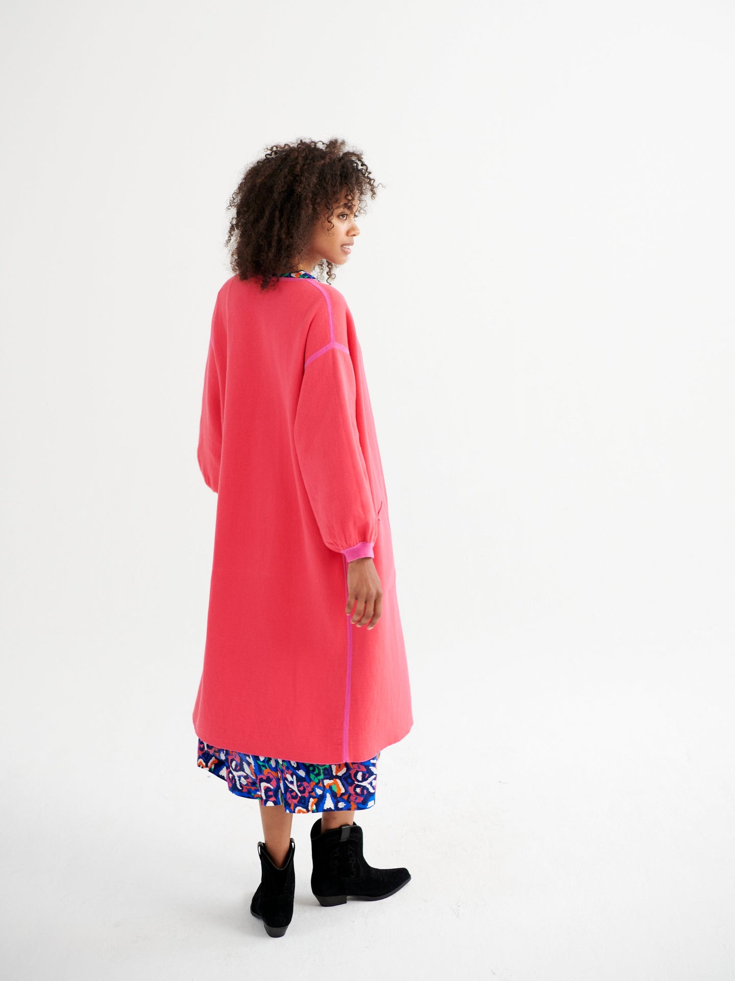 Kate cotton cashmere blend reversible cardi-coat - Pink
