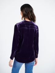 Patti silk blend velvet shirt - Blackberry