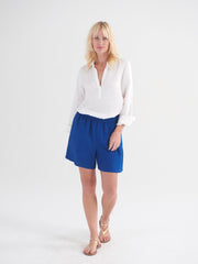 Poppie linen pull on short - Indigo Blue