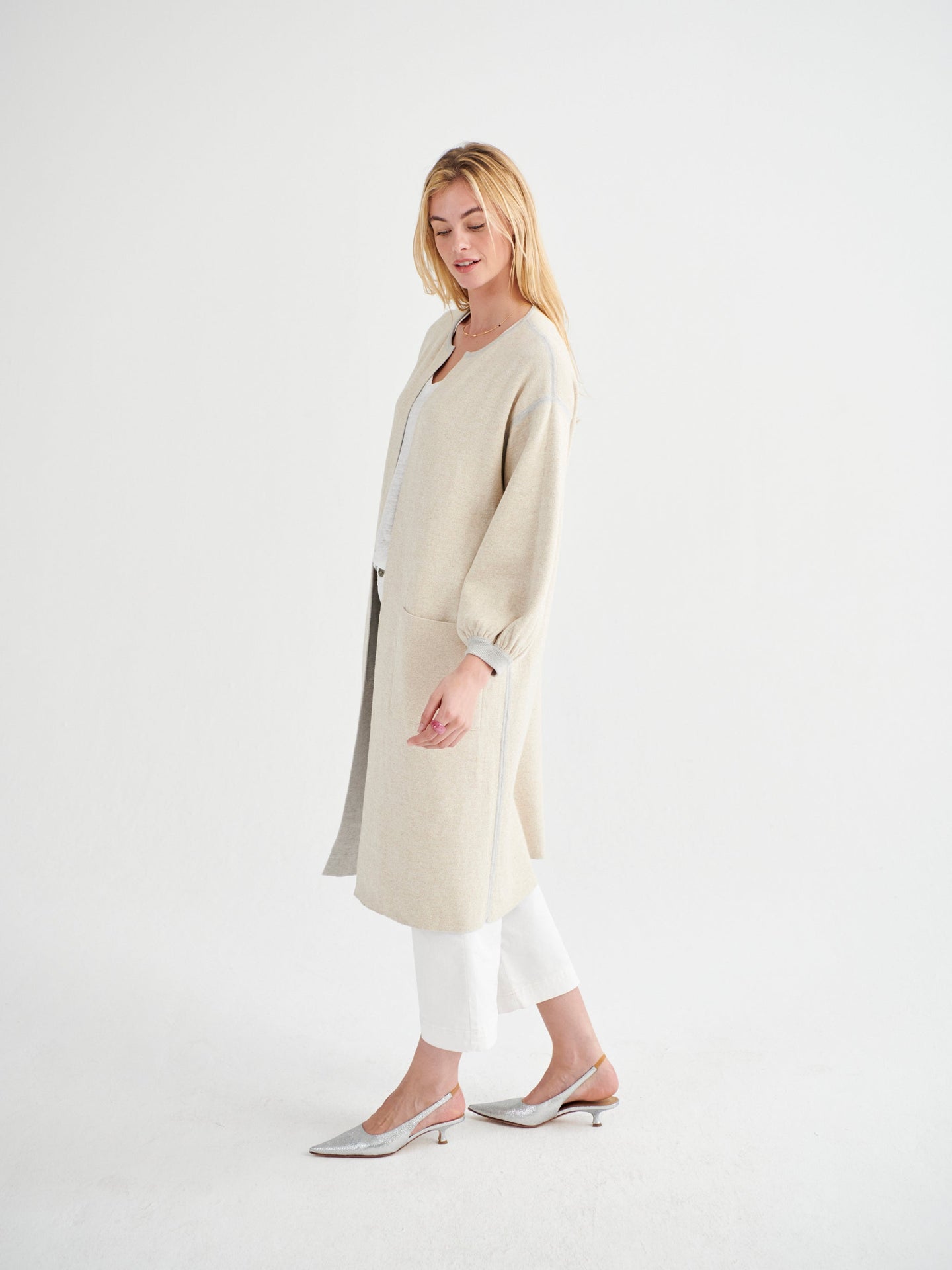 Kate cotton cashmere blend reversible cardi-coat - Grey