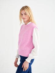 Rosie crew neck chunky knit tank - Pink