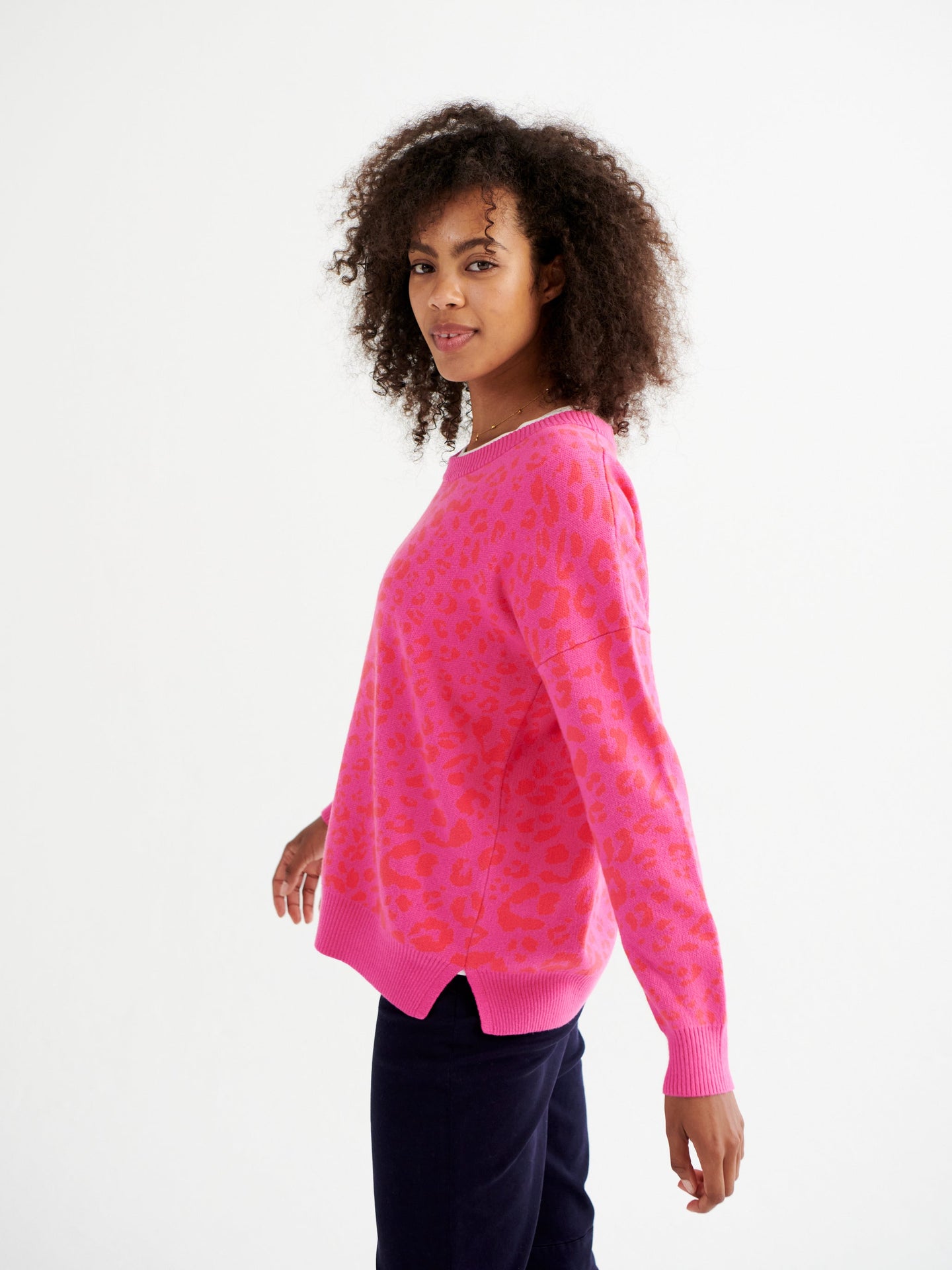 Minnie cotton cashmere blend jacquard sweater - Pink