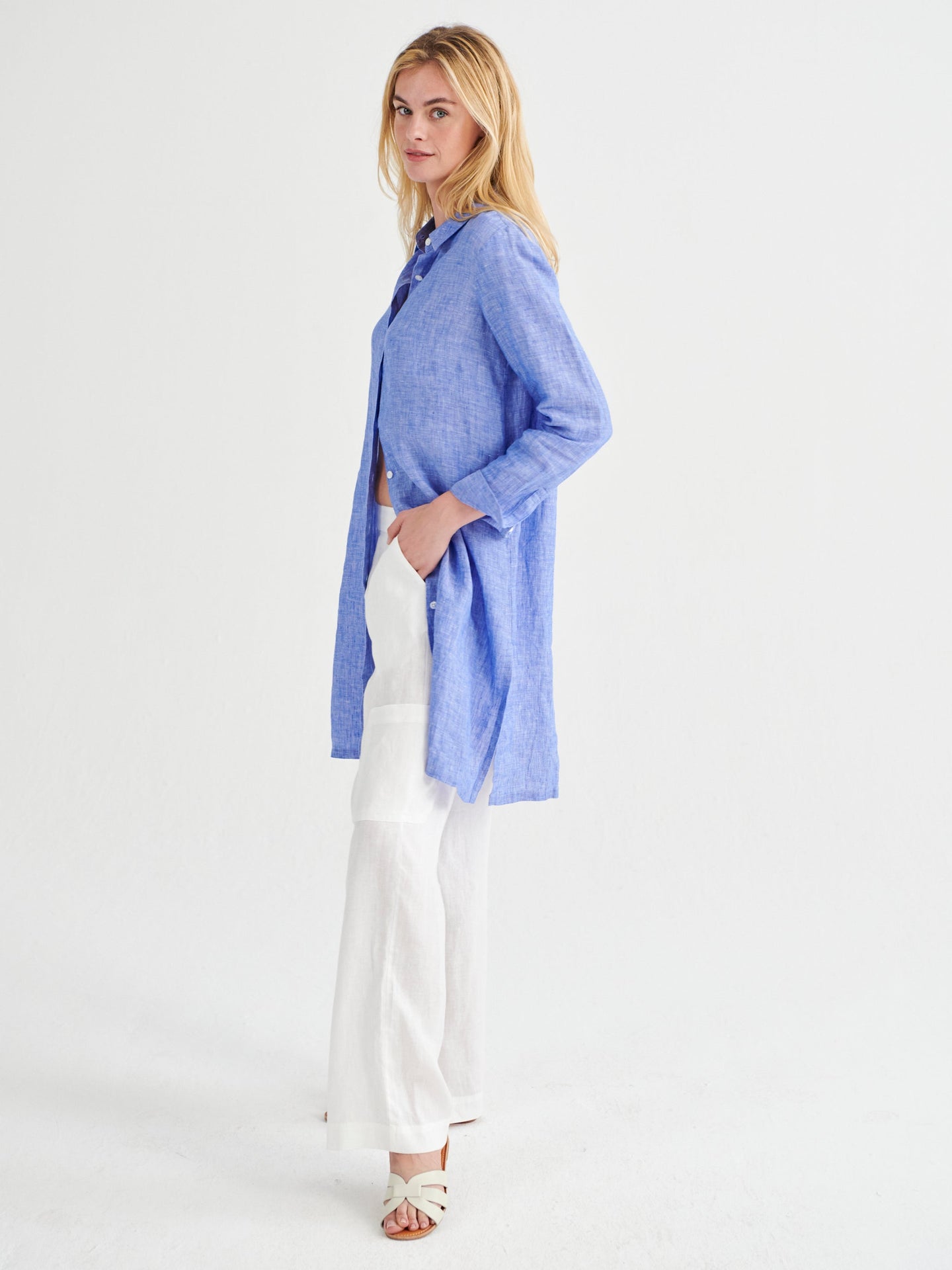 Phil linen shirt dress - Bright Blue