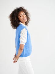 Rosie crew neck chunky knit tank - Blue