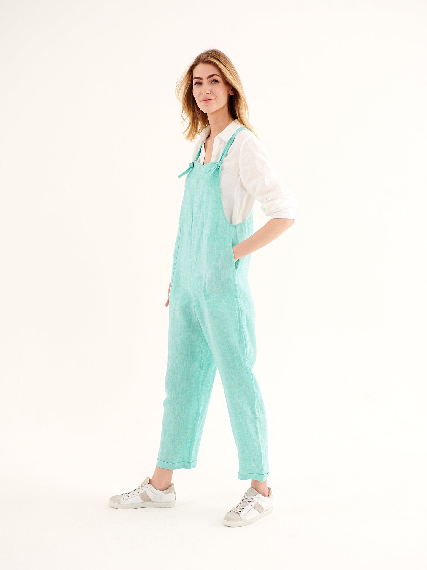 Carrie linen dungaree - Jade
