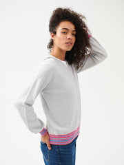 Lily cashmere blend stripe trim hoodie