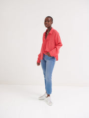 Lydia gauze linen pleat front blouse