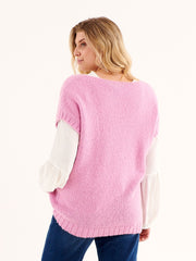 Ingrid v-neck chunky knit tank - Soft Pink
