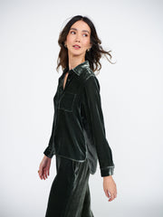 Patti silk blend velvet shirt - Khaki