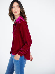 Patti silk blend velvet shirt - Hot Pink