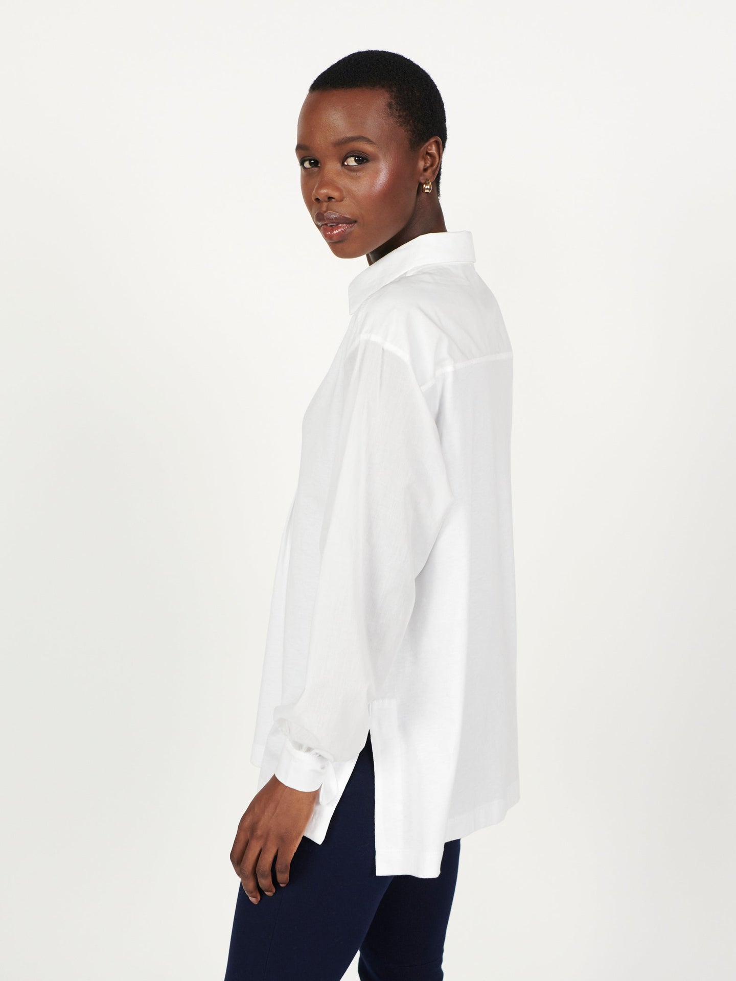 Romi jersey and cotton tie cuff shirt - White