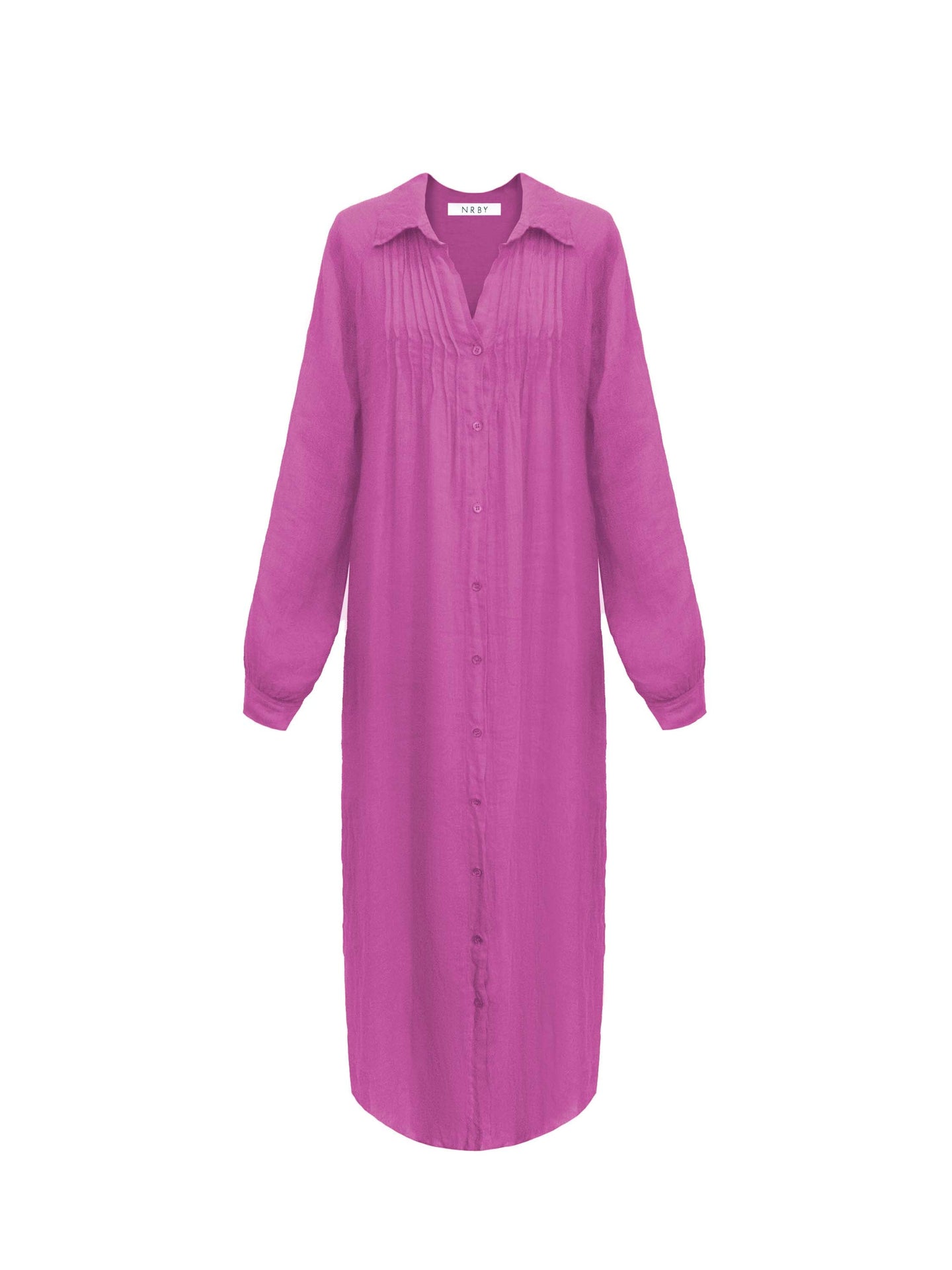 Sami gauze linen pleat front maxi dress - Cherry Pink