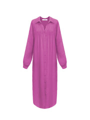 Sami gauze linen pleat front maxi dress - Cherry Pink