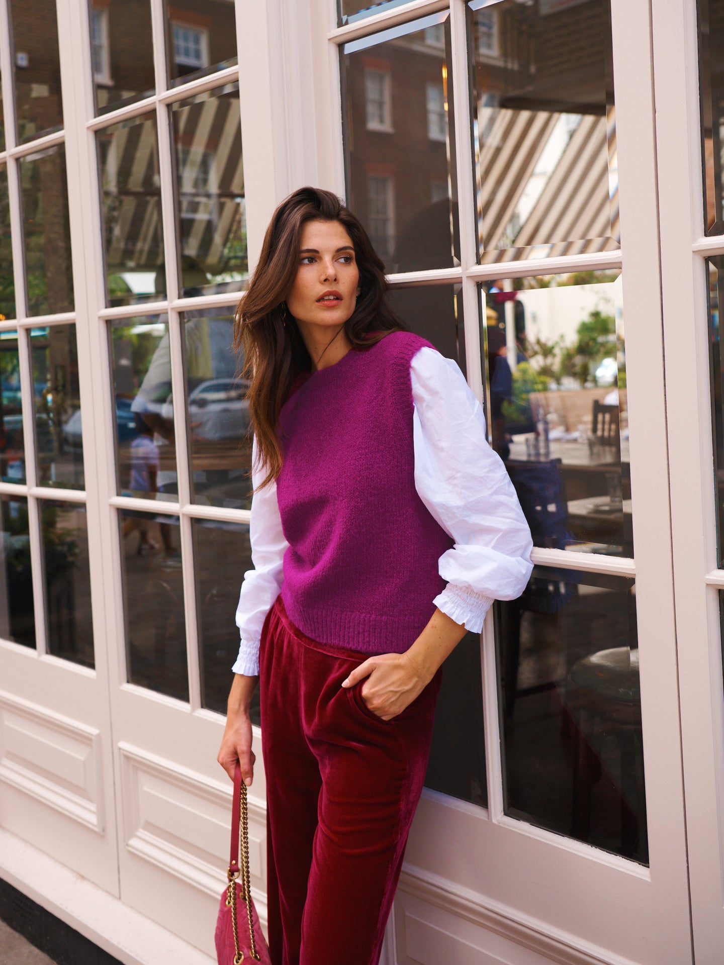 Rosie crew neck chunky knit tank - Garnet