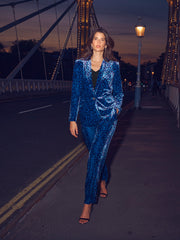 New May silk blend velvet animal print jacket - Turquoise Animal Print