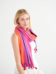 Ems multistripe tassel scarf