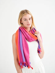 Ems multistripe tassel scarf