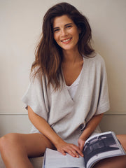 Vanessa cotton cashmere poncho - Light Grey