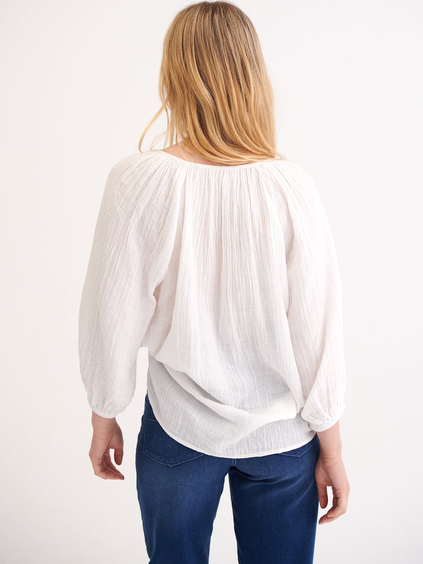Annabel cotton smock top - White