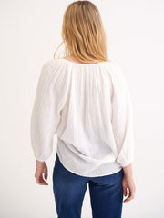 Annabel cotton smock top - White