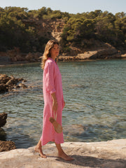 Chrissie linen maxi dress - Cherry Pink
