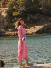 Chrissie linen maxi dress - Cherry Pink