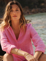 Chrissie linen maxi dress - Cherry Pink