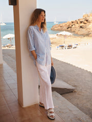 Thea linen wide leg cargo pant - White