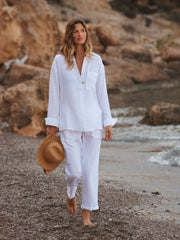 Mel cargo cropped leg trouser - White