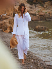 Elouise cotton double cloth shirt - White