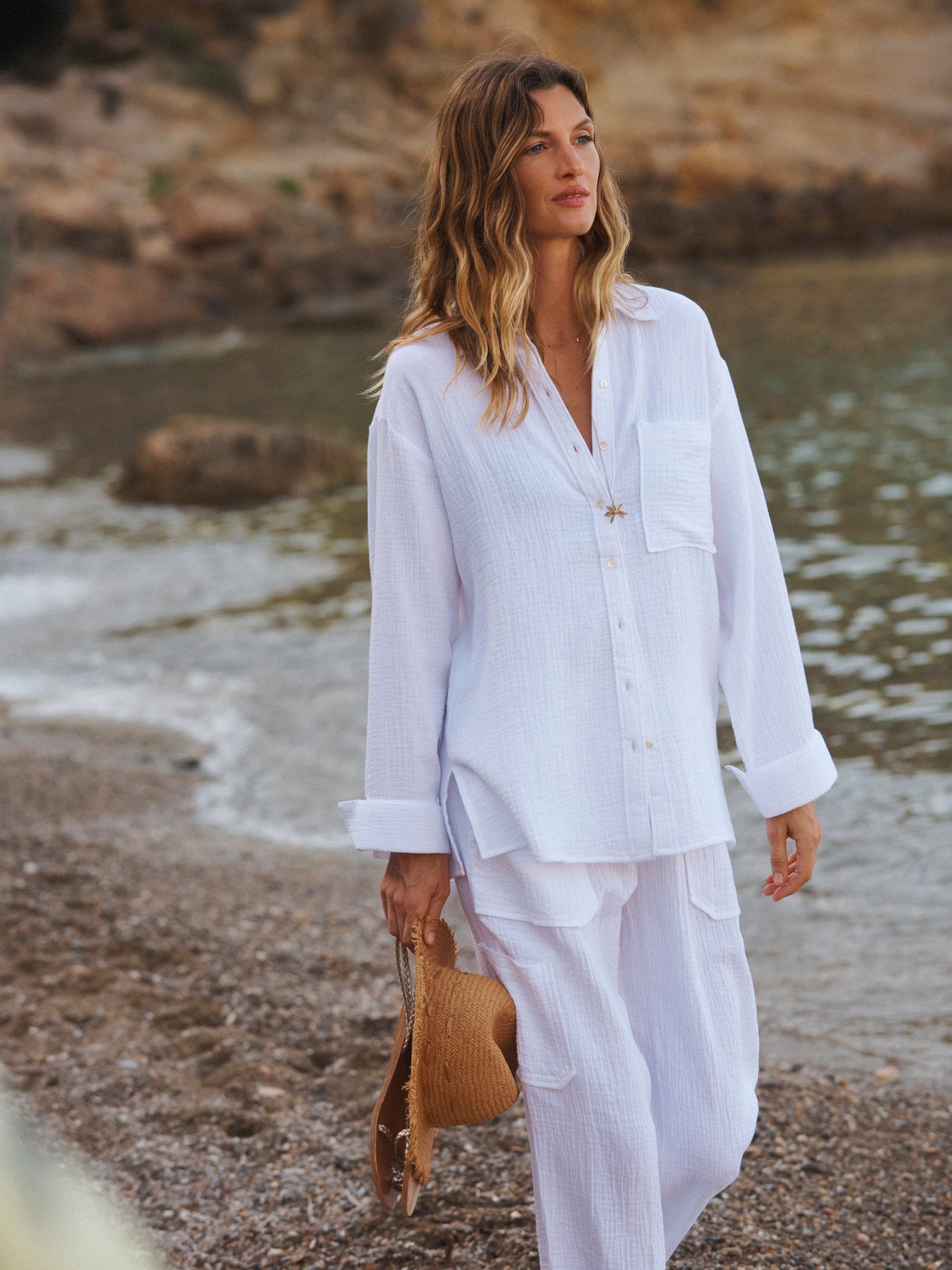 Elouise cotton double cloth shirt - White