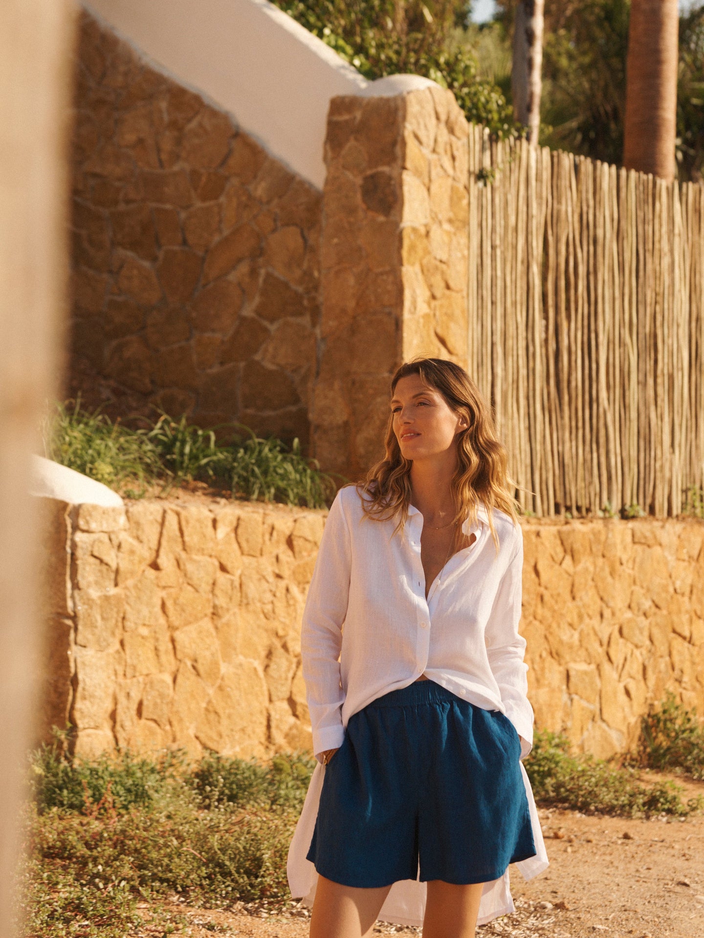 Phil linen shirt dress - White