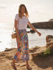 Babs silk blurred paisley skirt