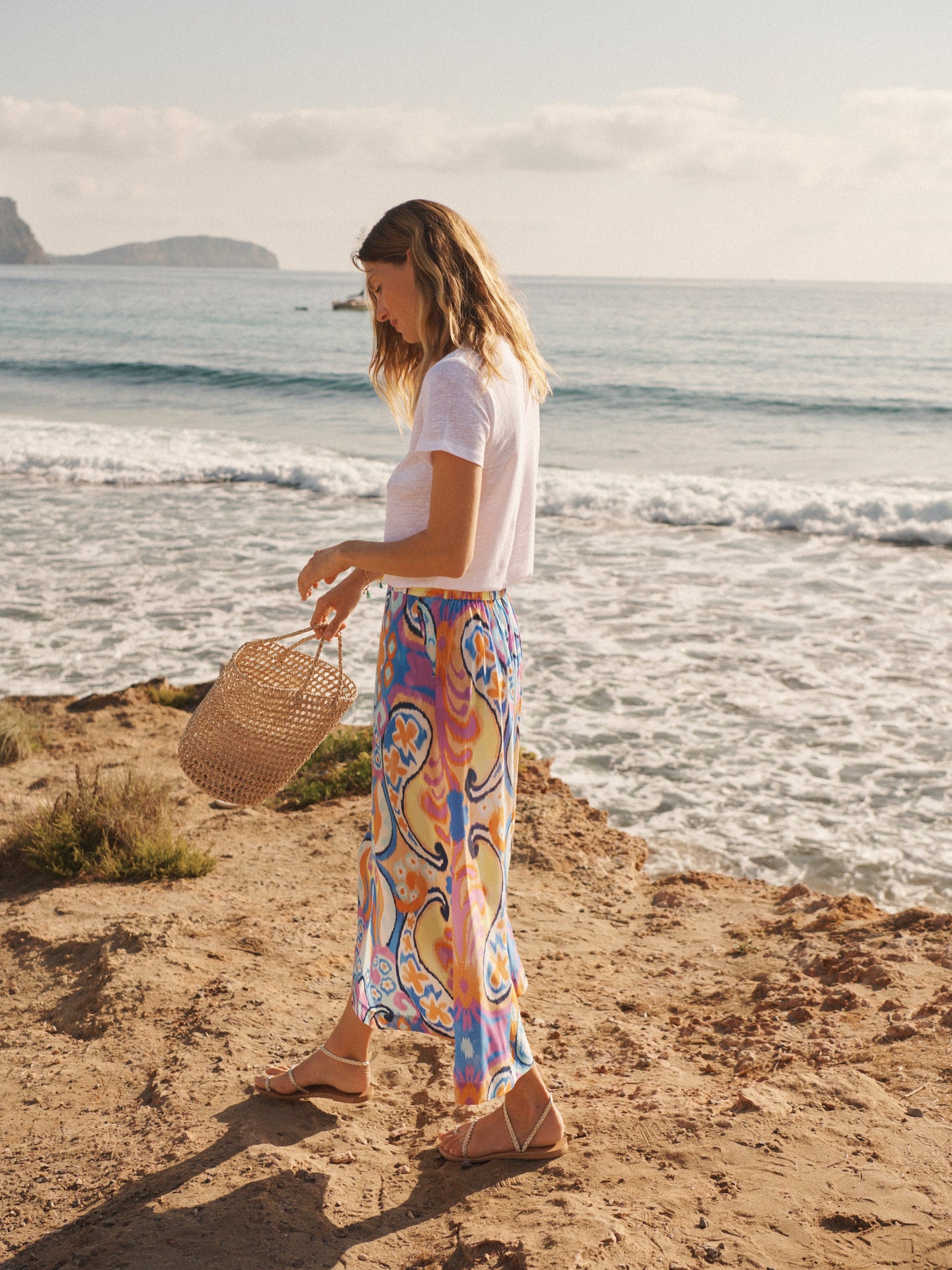 Babs silk blurred paisley skirt