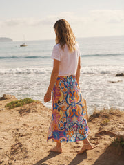 Babs silk blurred paisley skirt