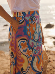 Babs silk blurred paisley skirt
