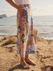 Babs silk blurred paisley skirt